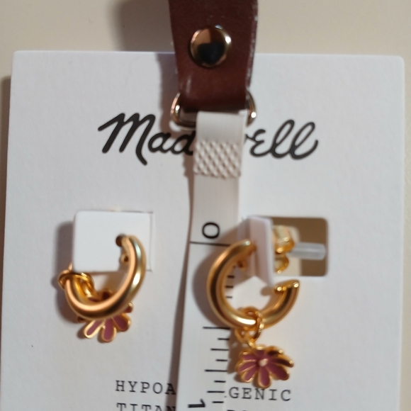 ❤️Madewell❤️ Daisy Enamel Small Hoop Earrings 💥💥 - Picture 7 of 9